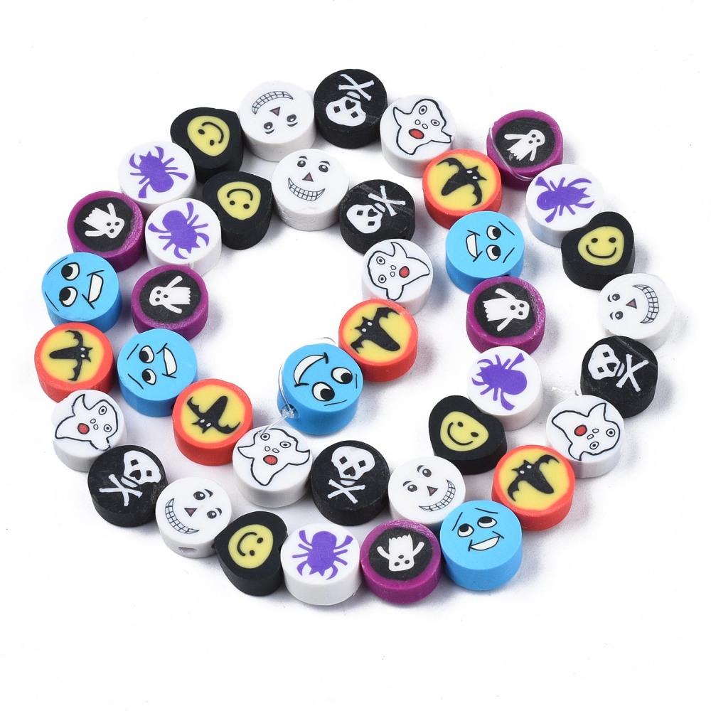 Halloween fimo pärlor - hel sträng