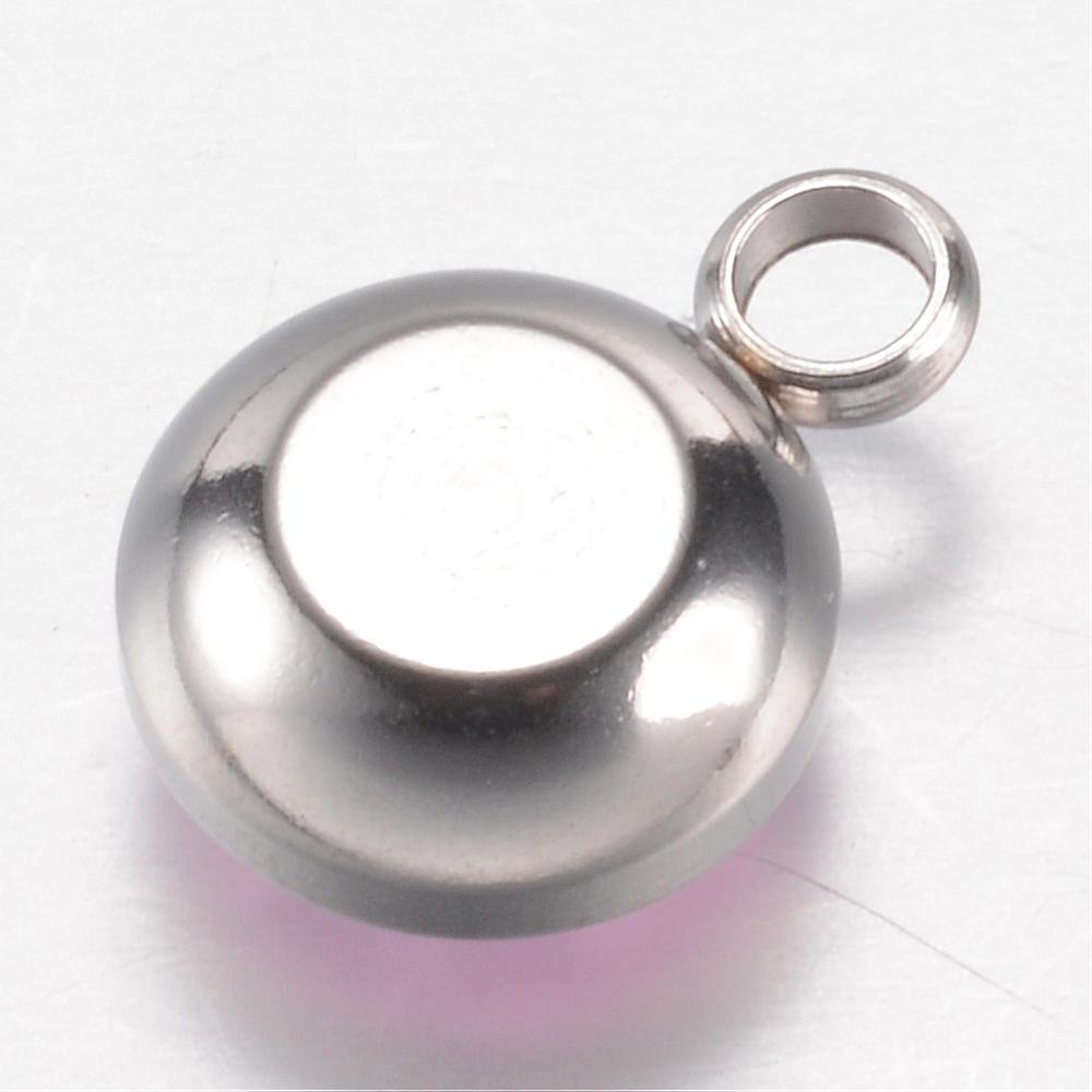 Stor berlock i 304 Rostfritt stål - ljusrosa