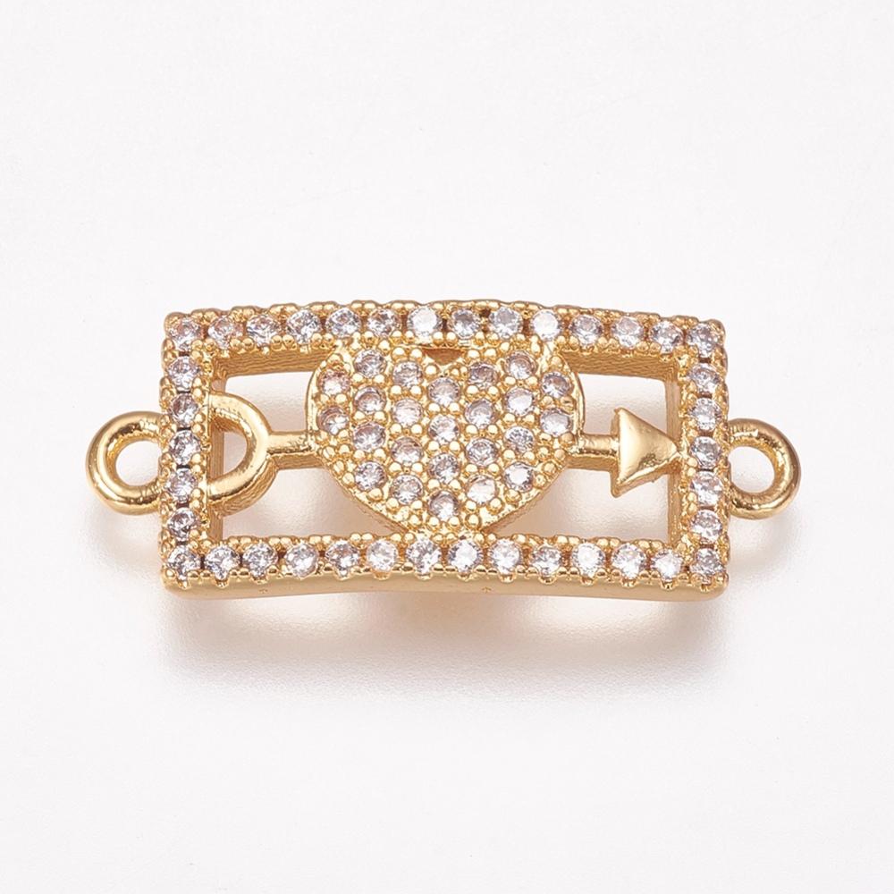 Vacker strass connector länk cubic zirconia   -1st - guld