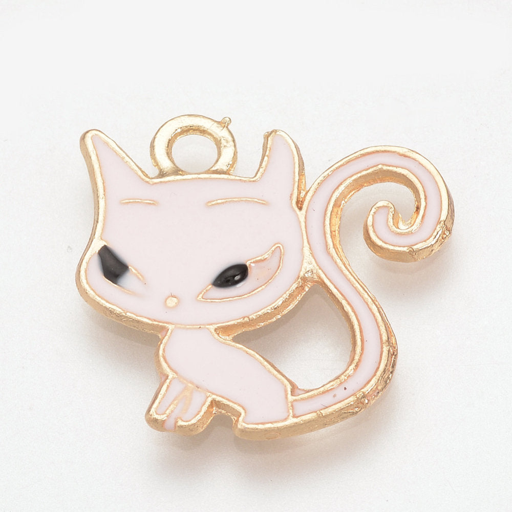 Söt katt Misty rose Emaljerat hänge