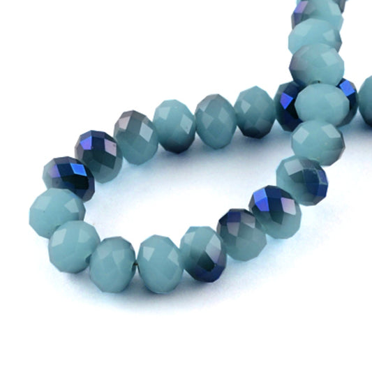 1 sträng facetterade abacus 8mm glaspärlor blåa