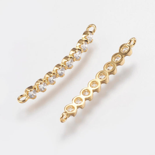 Vacker strass connector länk cubic zirconia   -1st - guld