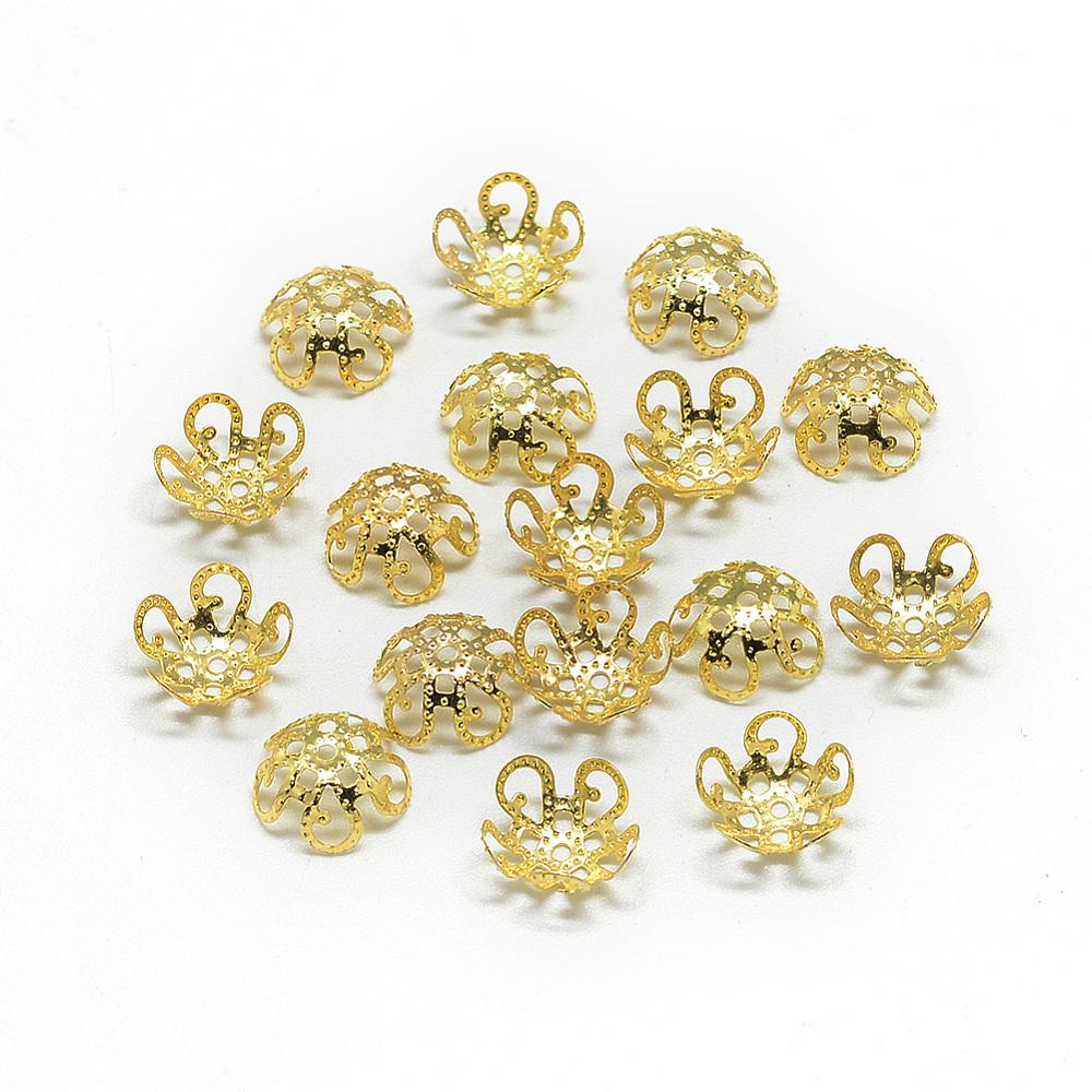 Pärlhattar guld ca 50st - 7,5mm - Filligree blommor