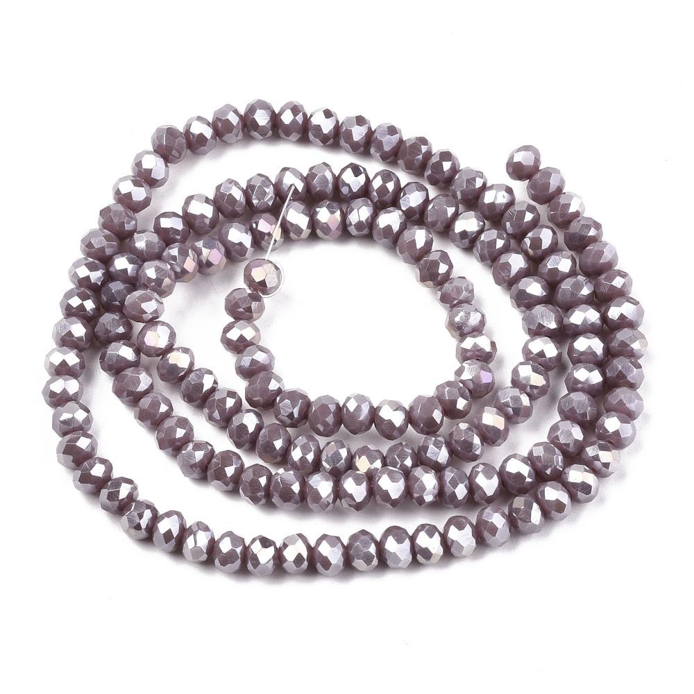 1 sträng facetterade abacus 6mm glaspärlor - Elektropläterad