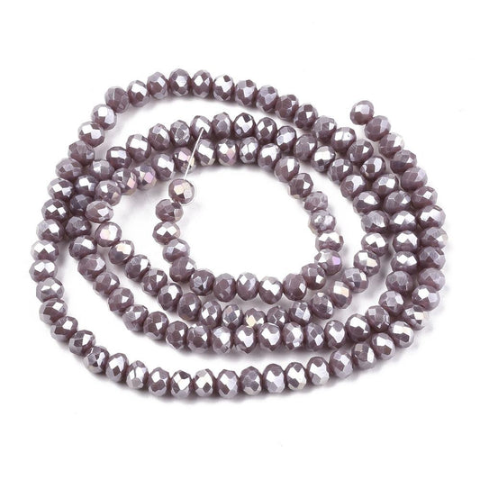 1 sträng facetterade abacus 6mm glaspärlor - Elektropläterad