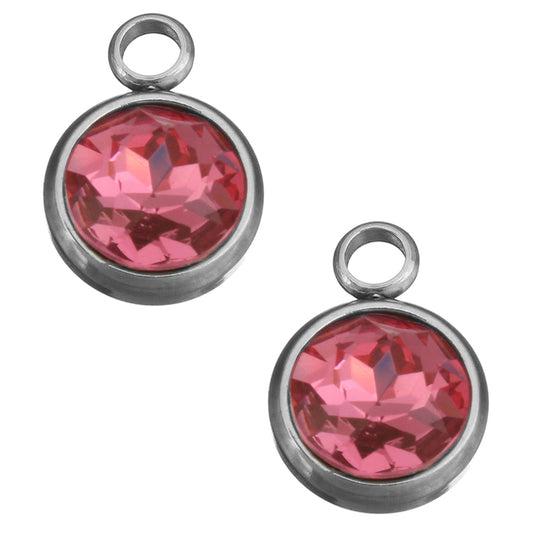 Stor berlock i 304 Rostfritt stål - mörkrosa